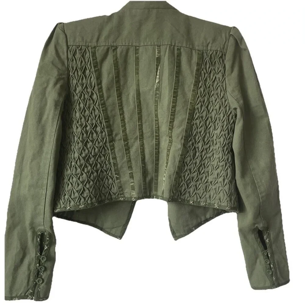 $248 New FREE PEOPLE Bali Simone Jacket In Dusty Olive Combo. Size Small - Picture 8 of 8